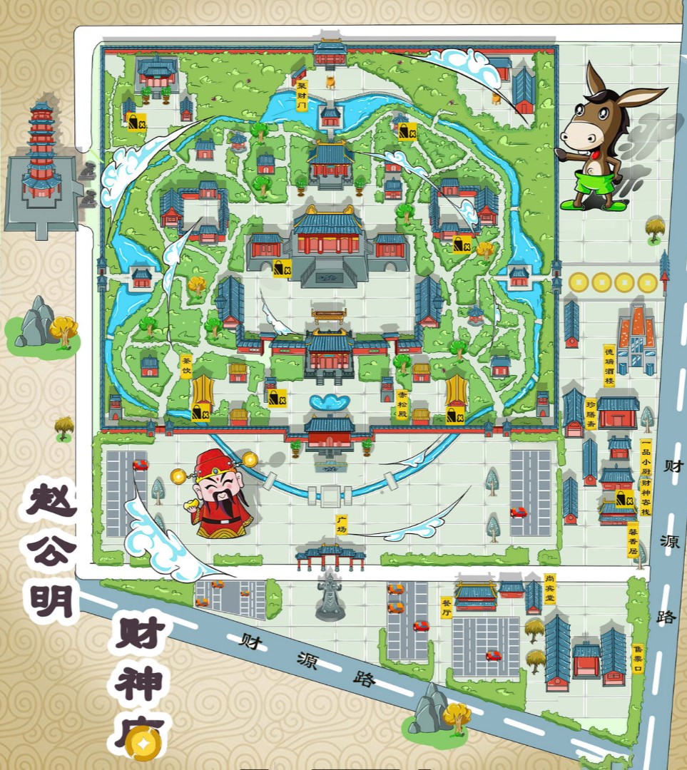 清远寺庙类手绘地图
